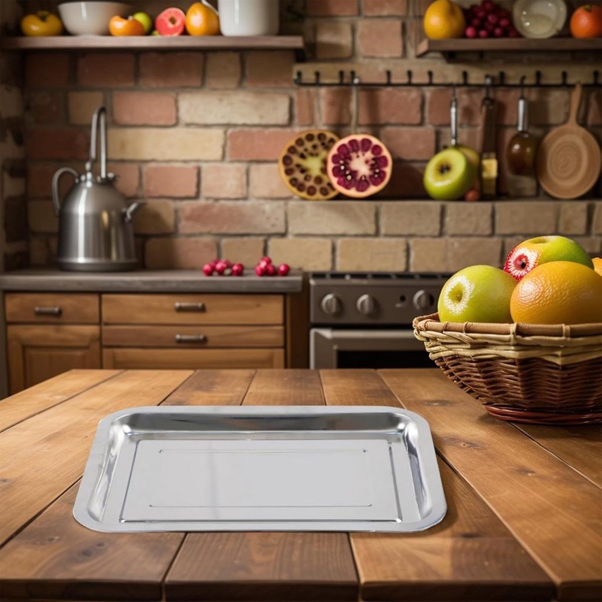 Roestvrijstalen bakplaat Oven bakvorm Bakken en braden Diepe lekvrije rand 32 x 22 x 2 cm