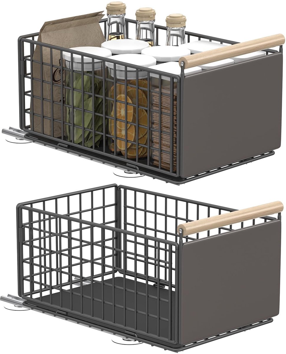 Dailygoods- Telescopische Lade - Uittrekbare Lade - Onderkast-Organizer - 39,5 x 23,5 x 19,5 cm - Draagvermogen 22 kg - Geschikt voor Badkamer - Opberglade