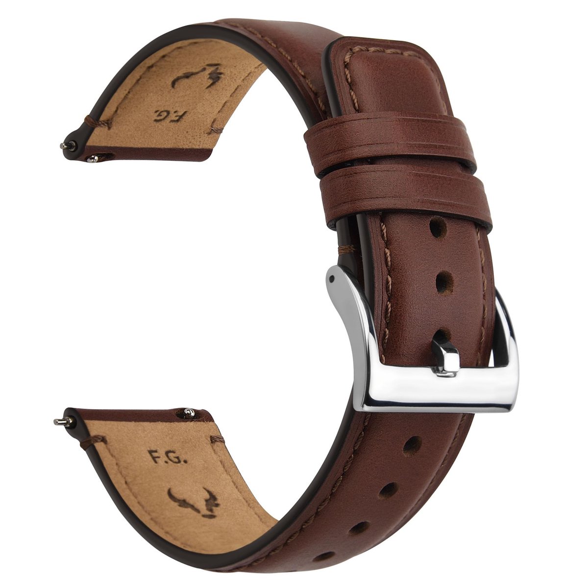 Dailygoods- Horlogebandje 22mm - Lederen Vervangband - Roestvrij Stalen Gesp - Compatibel met Smartwatches - Armband Accessoire - Lengte 200 mm - Horlogearmband