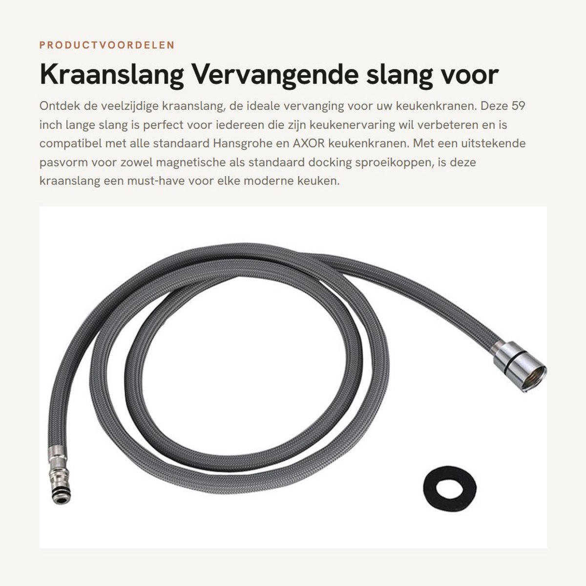 Golden crown - Kraanslang - Vervangende slang voor keukenkranen - 59 inch - Geschikt voor Hansgrohe - Hoogwaardige kwaliteit - Perfect voor elke...