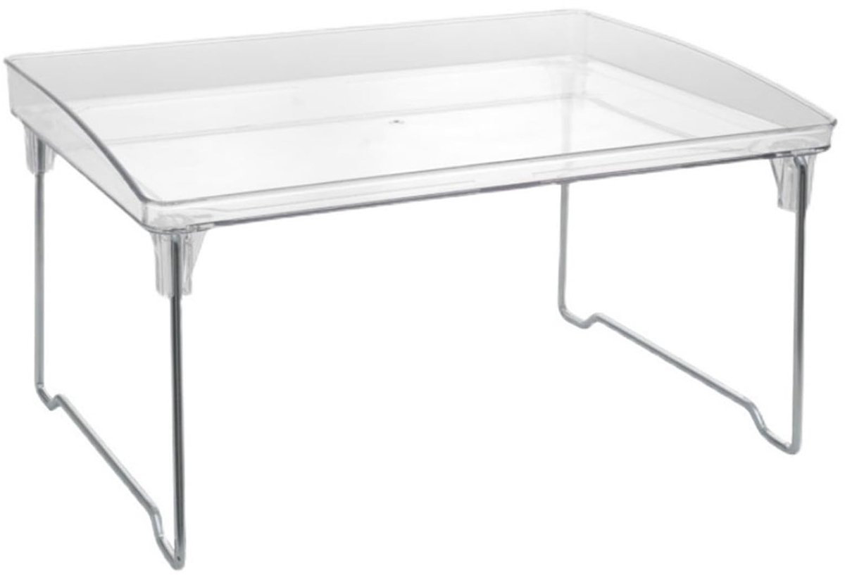 Dailygoods- Opbergrek Transparant - Acryl/Metaal - Opvouwbaar - Multifunctioneel - Ruimtebesparend - Stevig en Stabiel - Opslagplank