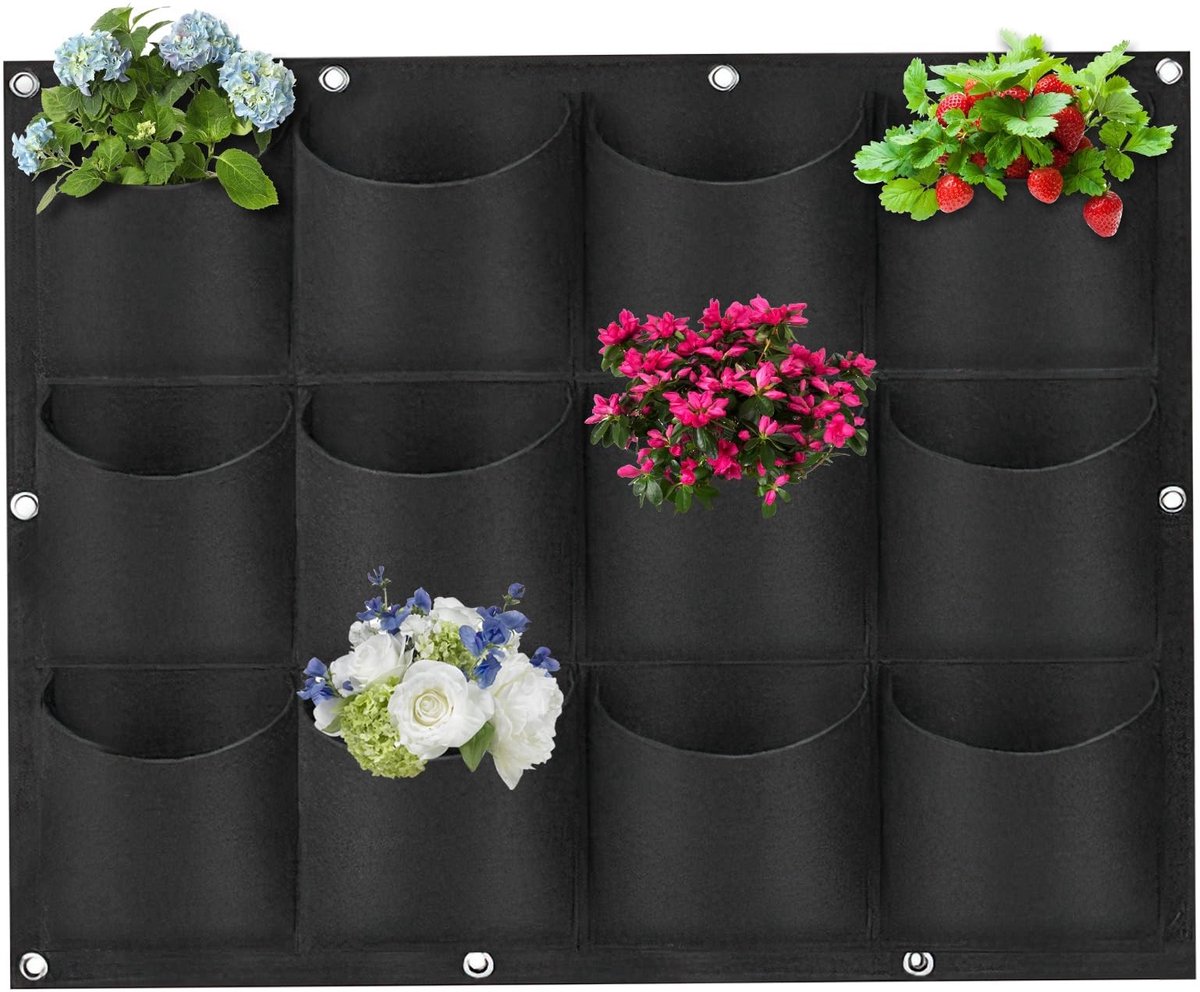 Dailygoods- Wandplantenzak 12 Zakken - Verticale Plantenbak - Muurmontage - Vilt - Duurzaam - Milieuvriendelijk Materiaal