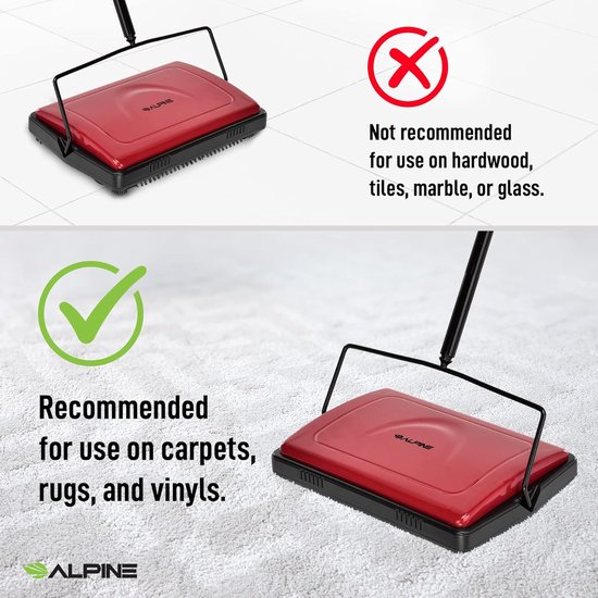 Tapijtveegmachine - Vloerreiniger - Snelle schoonmaak - Drievoudige borstel - 125 cm - Rood — afbeelding 2