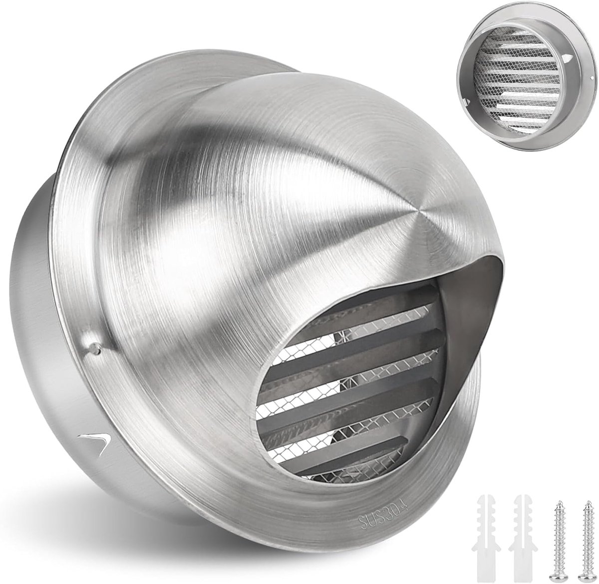 Ventilatierooster - Afvoerrooster insectenhor - Buiten ventileren - Geïntegreerde terugslagklep - 150 mm - Zilverkleurig
