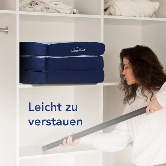 Opvouwmatras - Gastenbed - Logeren en reizen - Driemaal opvouwbaar - 195x75x15 cm - Blauw/grijs — afbeelding 4