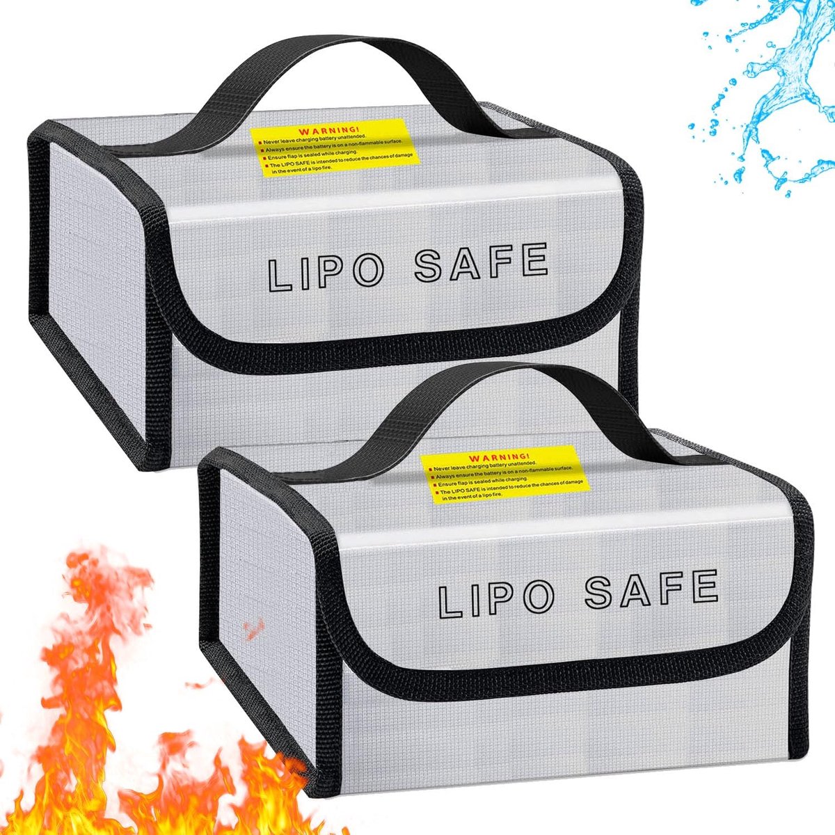 Batterij Veiligheidstas - Oplaadbare Batterij Tas - Veilig Opladen - Vlamvertragend Materiaal - 185 x 120 x 80mm - Zwart