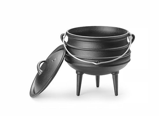 Gietijzeren Ketel - Hittebestendige Pot - Buiten Koken - Met 3 Poten - 6 Liter - Zwart — afbeelding 3