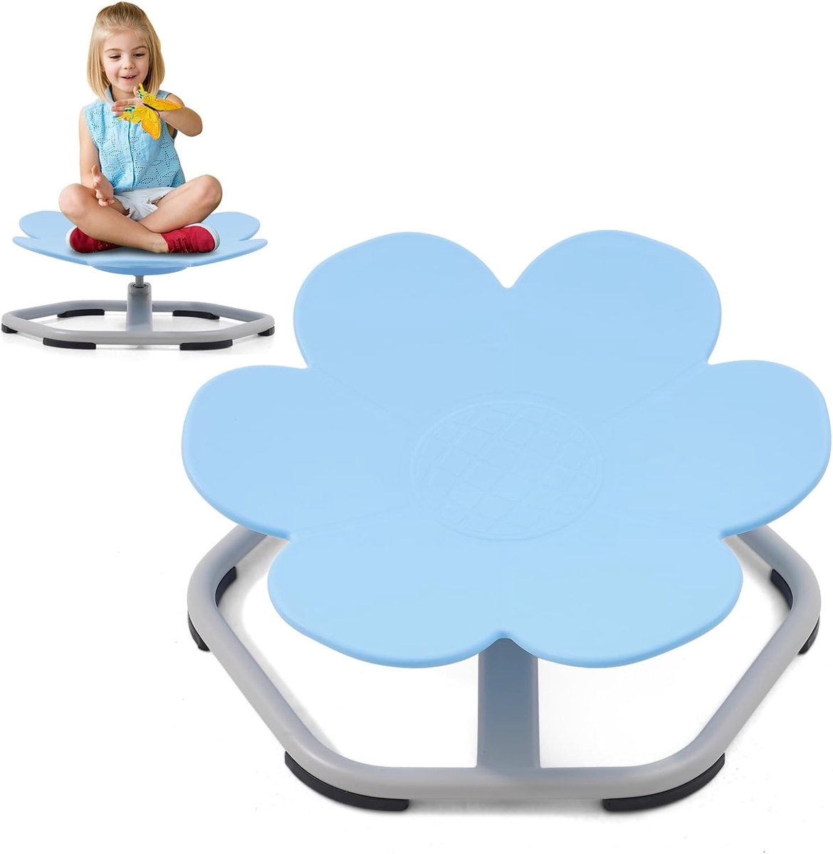 Kinder draaistoel - Sensorische stoel - Balans training - Antislip metalen basis - 54 x 54 x 27 cm - Blauw