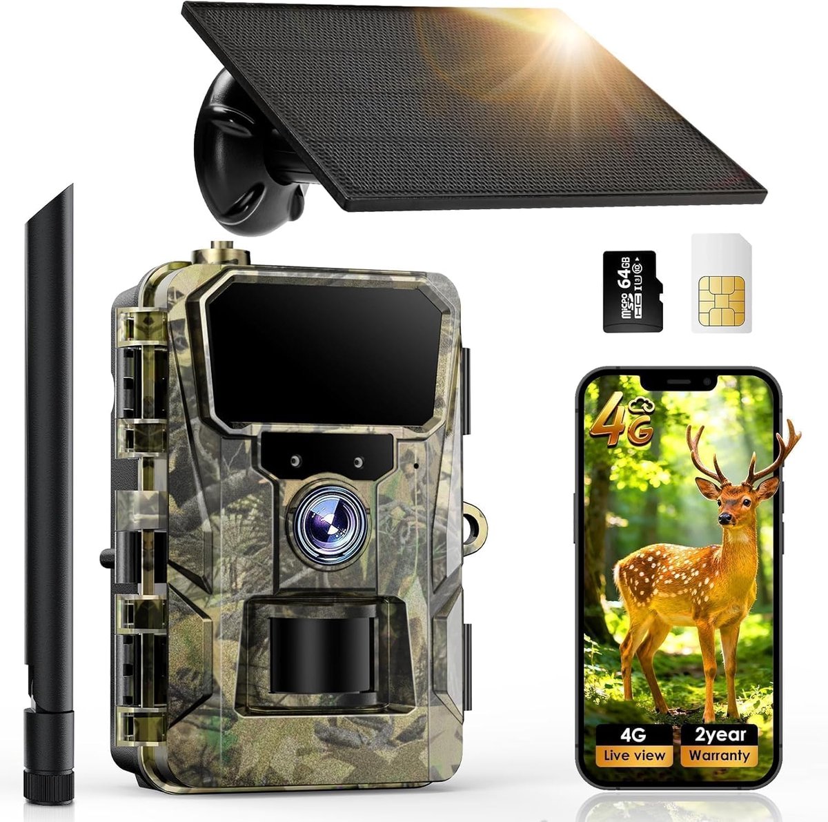 Nachtzicht Camera - Trail Cam - Dieren Observatie - 4G LTE Connectiviteit - 32 MP - Groen