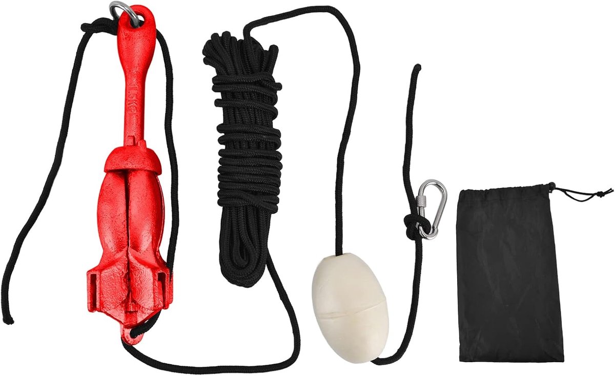 Boot Anker - Grapnel Anker - Watersport Stabiliteit - Inklapbaar Ontwerp - 1.5kg 10m - Rood