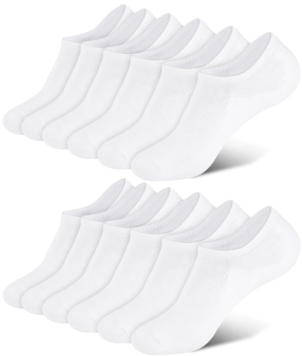 Dailygoods - OFFCUP Bamboe sneakersokken, 6 paar enkelsokken, No Show sokken Liner sokken laag uitgesneden sokken voor dames en heren Sneaker loafers en bootschoenen sport hardlopen outdoor