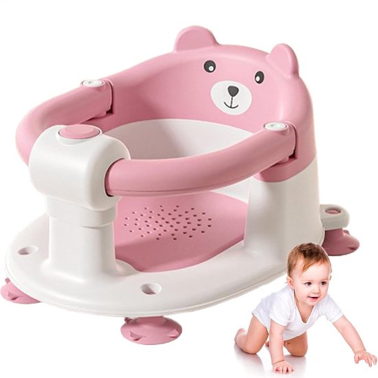 Kinderbadzitje - Peuter Douchezitje - Veilig Baden - Ergonomisch Ontwerp - 41x32x24 cm - Roze — afbeelding 5