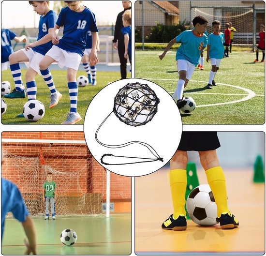 Voetbal Kicktrainer - Bal Trainer - Voetbalvaardigheden Verbeteren - Lichtgewicht Draagbaar - 110 cm Lengte - Zwart — afbeelding 5