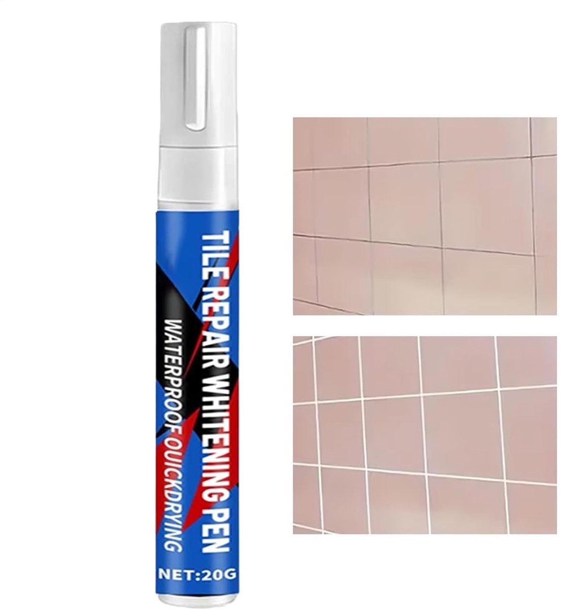 Tegelvoegenstift - Voegen pen - Voegen repareren - Waterdichte reparatie - 20 gram - Wit