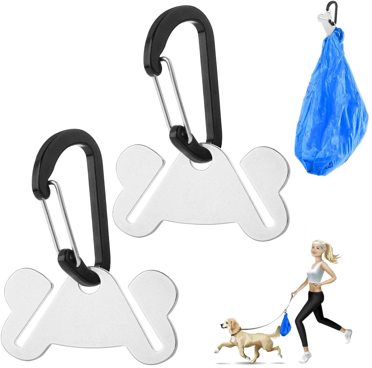 Dailygoods- Poepzakhouder - Handsfree Houder - Hondenpoepzakjes Dispenser - 2 Stuks - Zinklegering - Praktische Accessoires