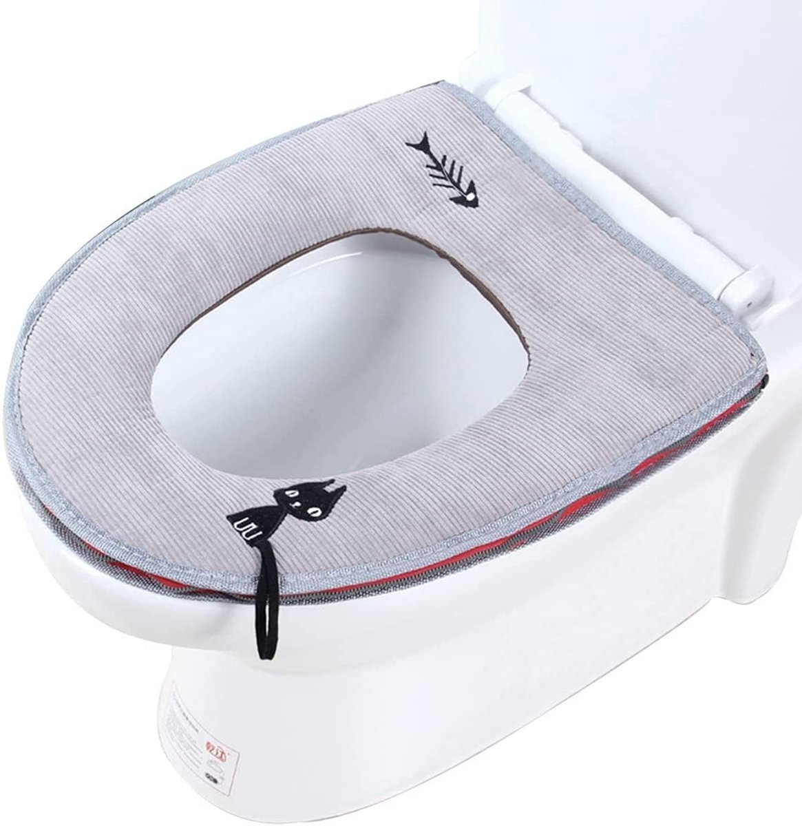 Toiletstoelhoes Kussen - Toiletbril Mat - Hygiënisch Zitten - Wasbaar Herbruikbaar - 43 x 37 cm - Grijs