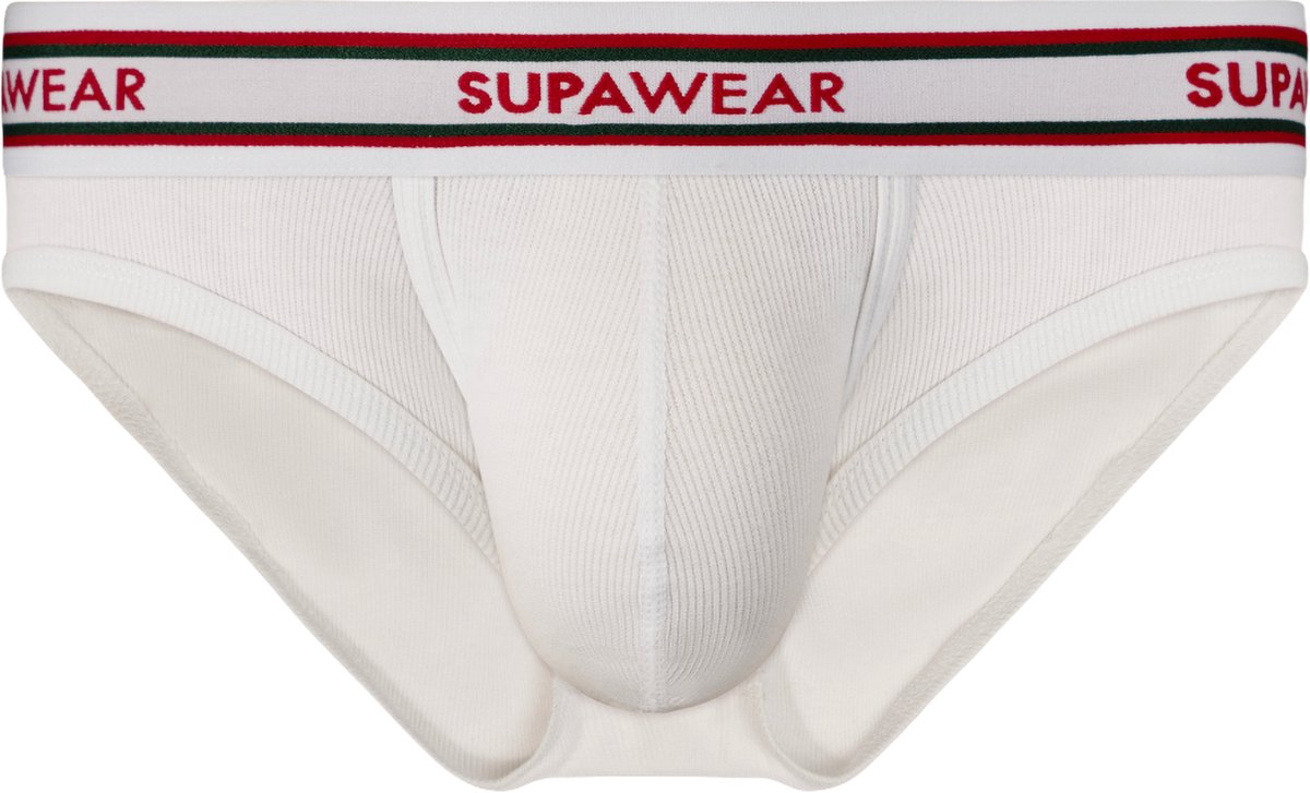SUPAWEAR Ribbed Varsity Brief White - MAAT L - Heren Ondergoed - Slip voor Man - Mannen Brief