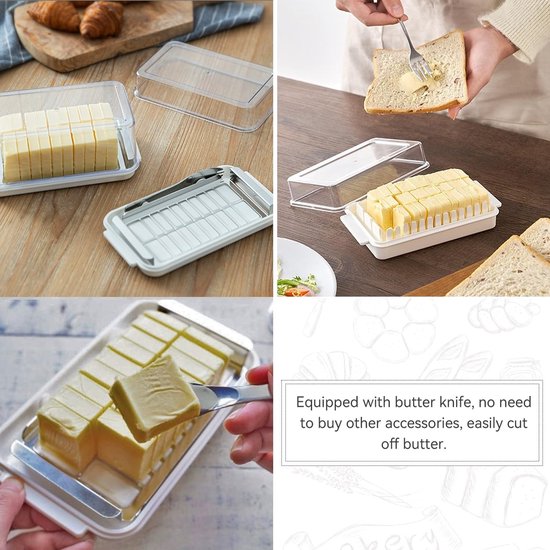 Dailygoods- Botersnijder Met Transparant Deksel - Botersnijdercontainer - Kaasbewaardoos - Roestvrij Staal - Kunststof - 19x10.3x4cm - Botervloot van Dailygoods — afbeelding 3