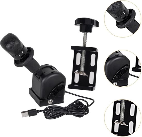 Racegame Handrem - Simulator Handrem USB - Truck Simulatie Spelen - Verstelbare Hoek - 125x60x135mm - Zwart — afbeelding 3