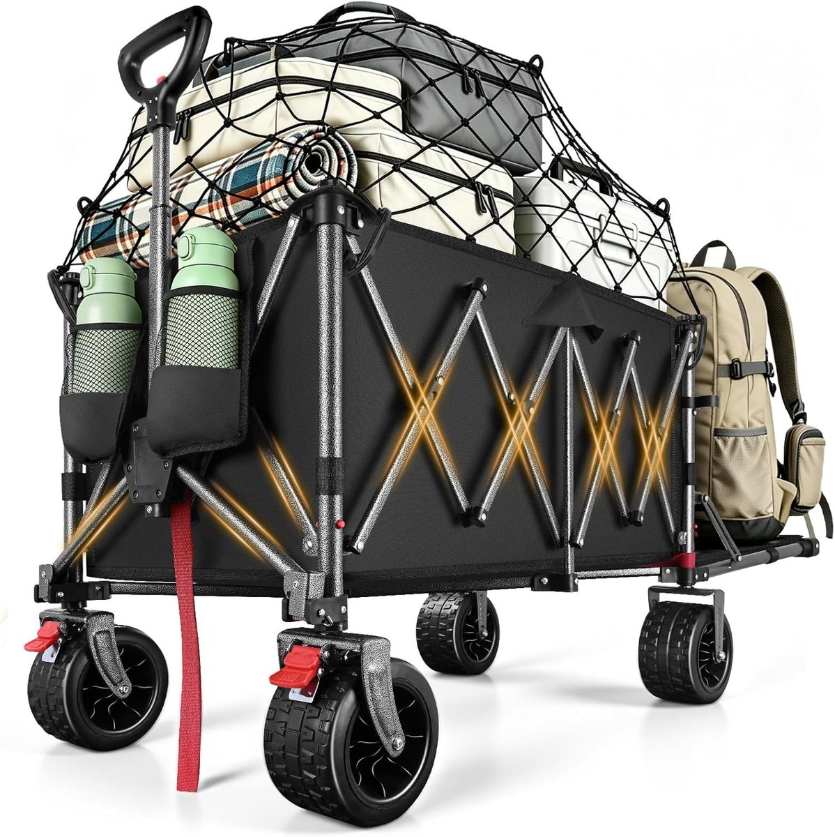 Bolderkar - Gitzwart - Opvouwbaar - 250 kg draagvermogen - Voor Strand en Camping