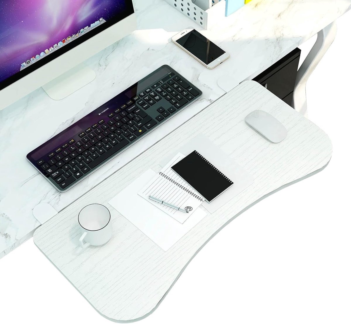 Houten Toetsenbord Tray - Bureau Extender - Werkruimte Vergroten - Verstelbaar & Opvouwbaar - Tot 75 cm - Natuurlijk Hout