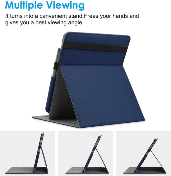Dailygoods - HoYiXi Universele hoes voor 10,2-inch Introducing Kindle Scribe (2024 & 2022 release), 10,3-inch Kobo Elipsa eReader 2021 release, opvouwbare hoes met verticaal flipstand penhouder - blauw van Dailygoods — afbeelding 2