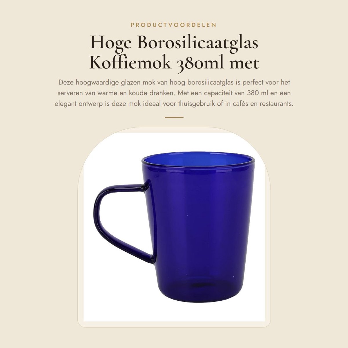 Dailygoods- Koffiemok 380 ml - Glazen Mok - Hoog Borosilicaatglas - Hitteschokbestendig - Temperatuurbestendig - Gezond en Veilig