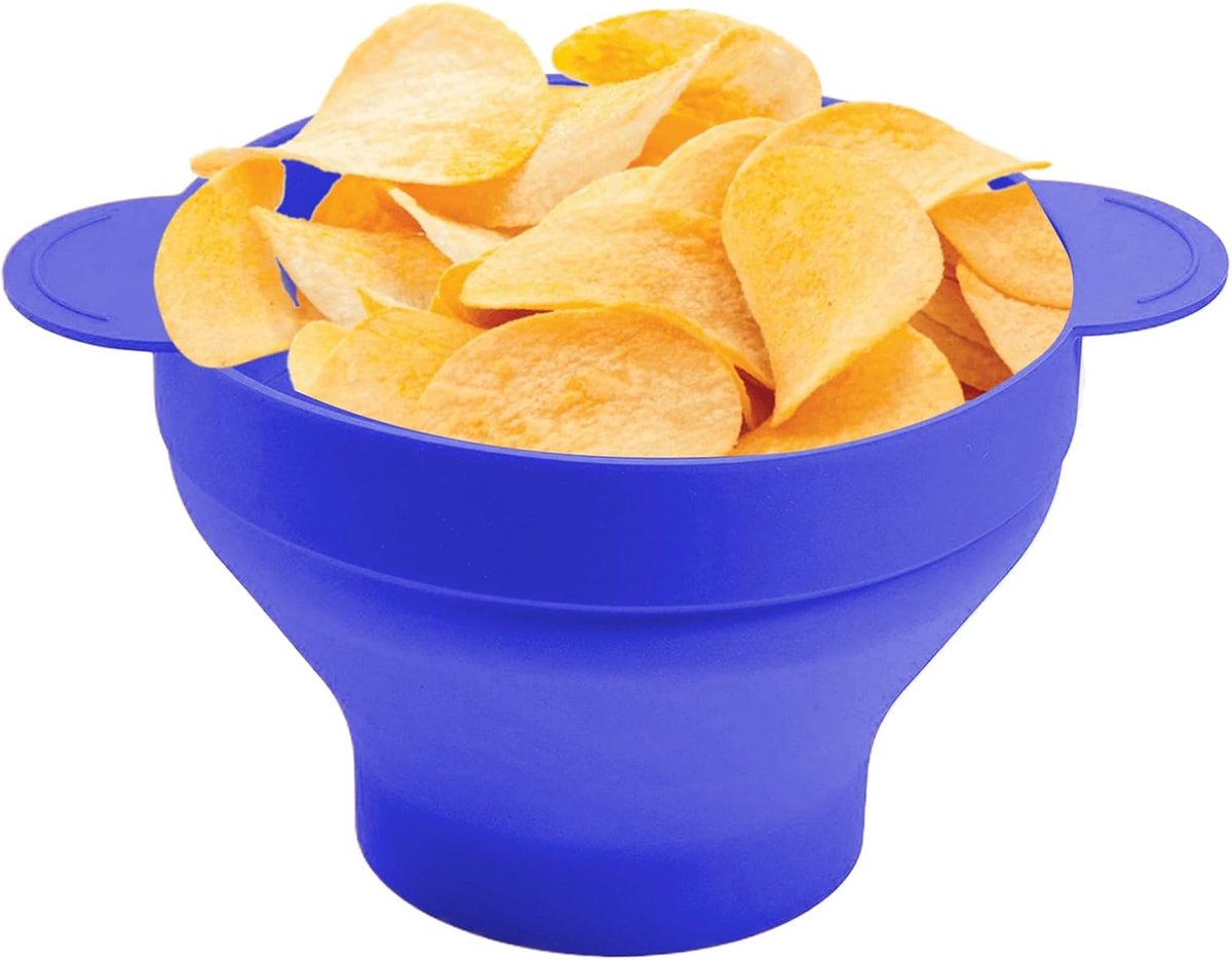 Popcorn Emmer - Snack Kom - Film Avond - Opvouwbaar Ontwerp - 24 cm - Donkerblauw