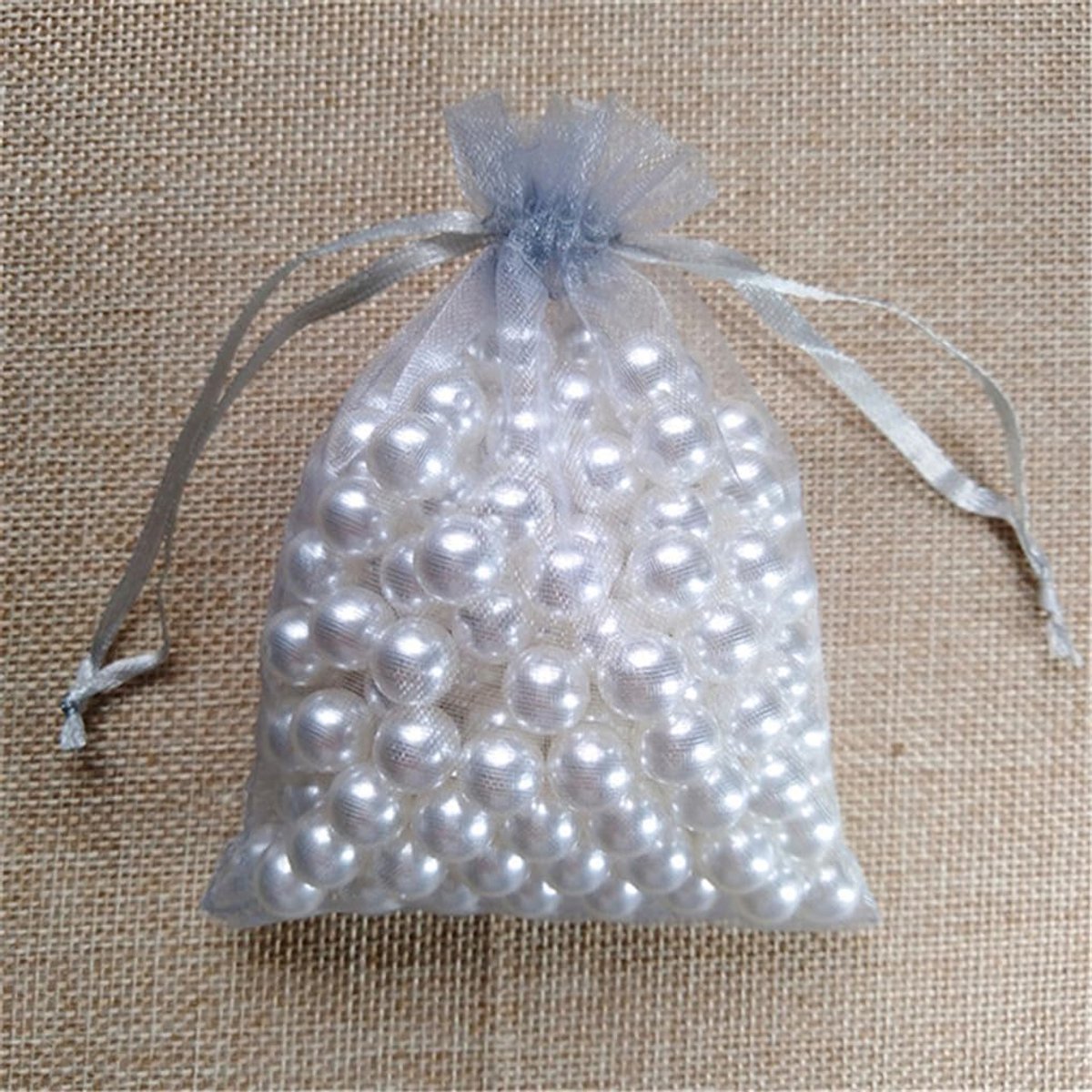 Organza Zakjes - Cadeau Tasjes - Kleine Spullen Opbergen - Met Trekkoord - 7x9cm 50 Stuks - Grijs