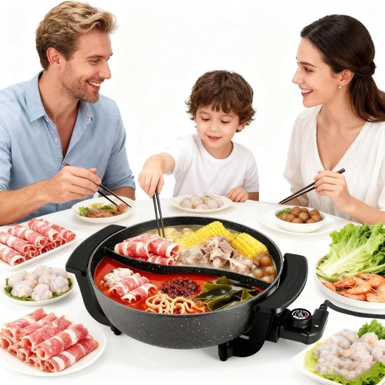 QORA® Hotpot Electrisch - Hotpot - Zwart - ‎31cm x 39cm x 11cm — afbeelding 2