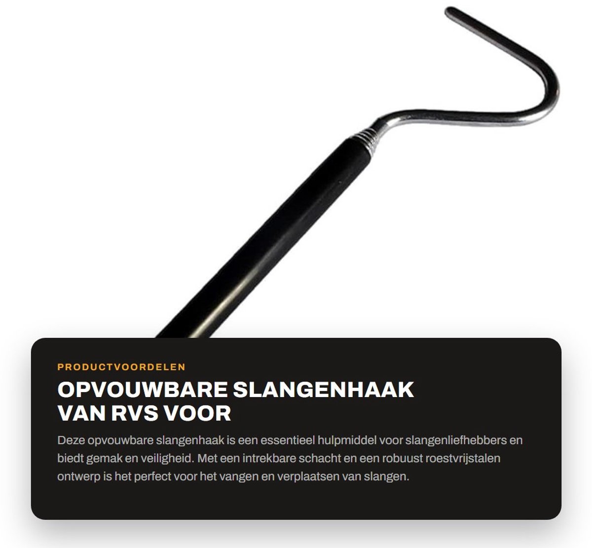 Dailygoods- Slangenhaak - Opvouwbaar - Roestvrij Staal - Intrekbare Schacht - Eendenbek Haak - Voor Slangen tot 2 Pond - Reptielenhaken