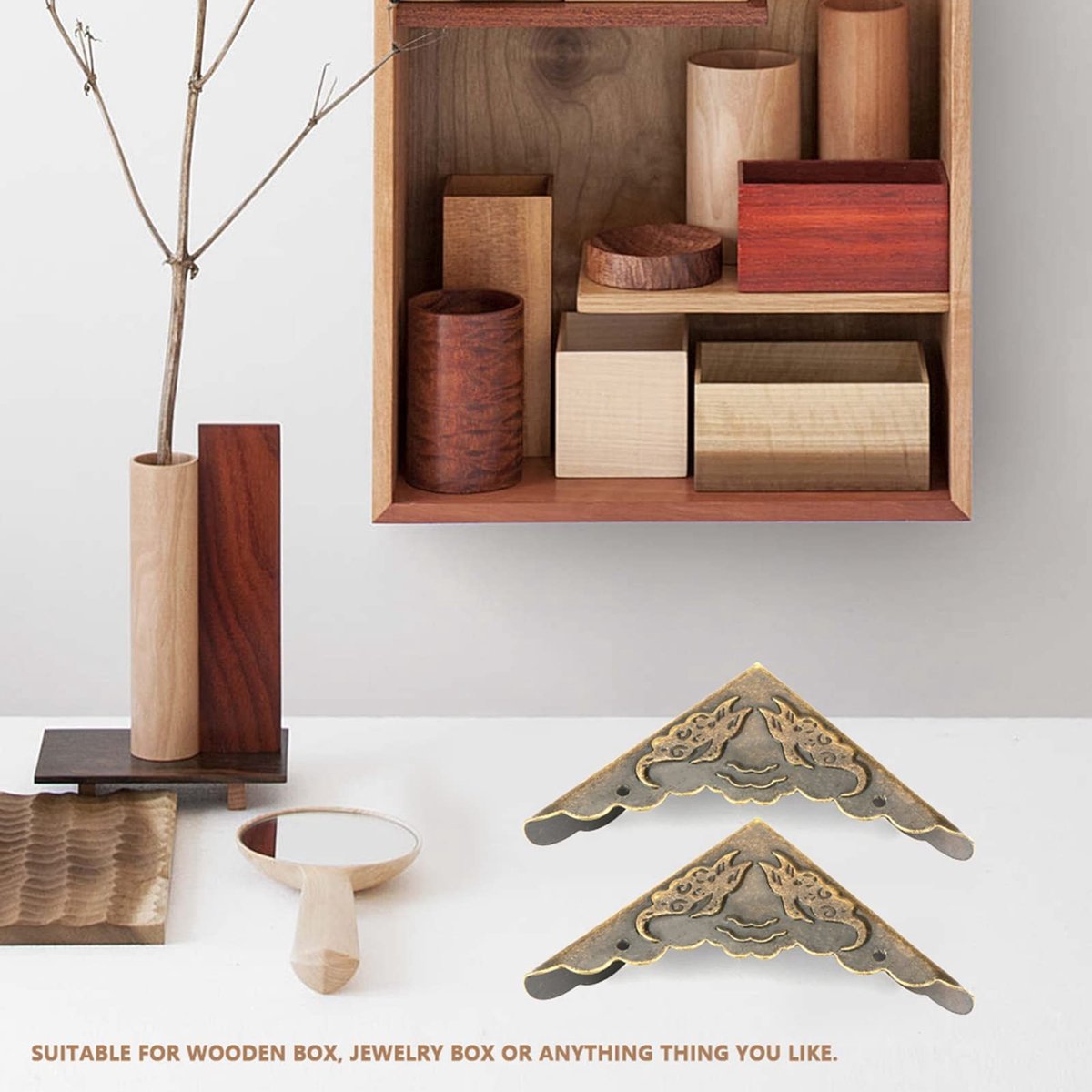 Dailygoods- Hoekbeschermer 12 Stuks - Antiek Messing - Vintage Design - Meubelhoekveiligheidsbumpers - Decoratieve Bescherming - Kindveilige Hoekbescherming - Meubelhoekbeschermer