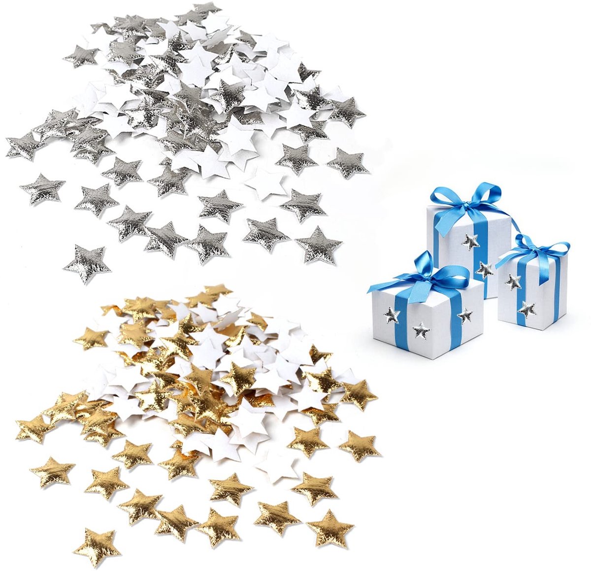Dailygoods- Sterrenstickers 200 Stuks - Glanzend Zilver - Kerstdecoratie - Bruiloft - Feest - Zelfklevend - Decoratiestickers