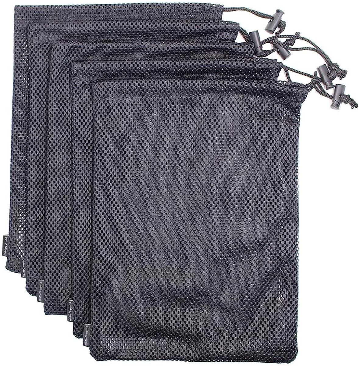 Dailygoods- Nettassen 5 Stuks - Duurzaam Nylon - Multifunctionele Trekkoord - Mesh Tassen - Reis Spullen - Lichtgewicht 30 x 20 cm - Opbergtassen