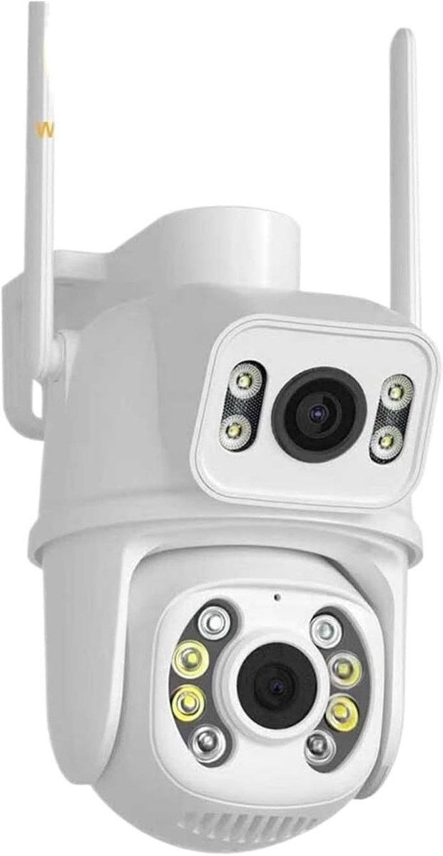 Beveiligingscamera Buiten - WIFI Camera - Huisbewaking - Dubbele Lens Dual Screen - 8MP 4K - Zwart