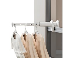 Dailygoods- Reis-droogrek Draagbaar - Inklapbaar - Verstelbaar - Geschikt voor 7 Kledingstukken - Zonder Boren - Eenvoudige Installatie - Kledingrek