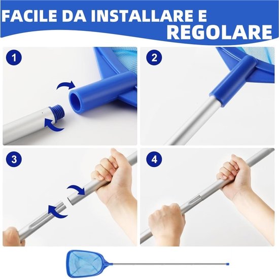 Dailygoods- Zwembadschepnet Fijnmazig - Telescoopstang - Stabiel - Hoogwaardig Kunststof - Duurzaam Nylon - Gemakkelijk Afneembaar - Zwembadskimmer van Dailygoods — afbeelding 3