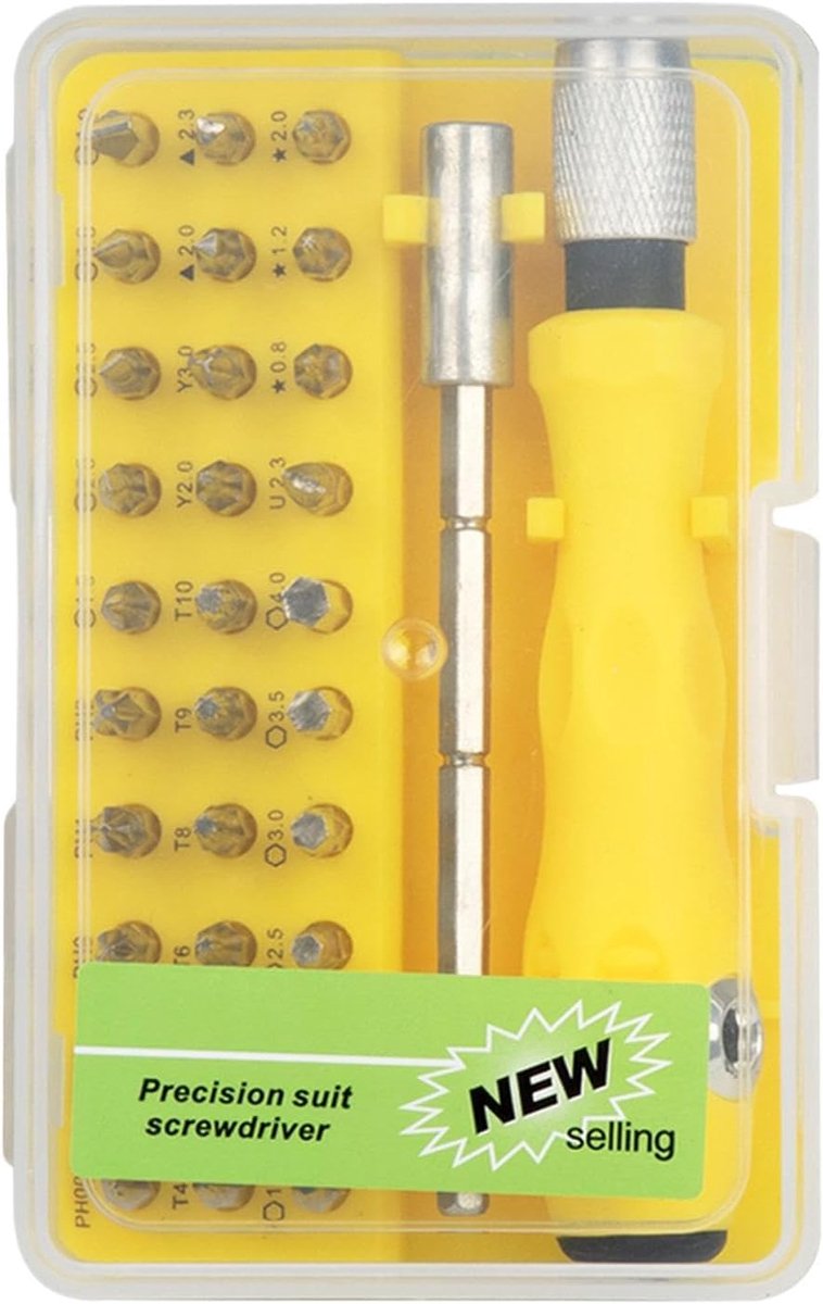 Schroevendraaier Set - Precisie Gereedschap - Elektronica Reparatie - 32 Delig - Compact Formaat - Grijs