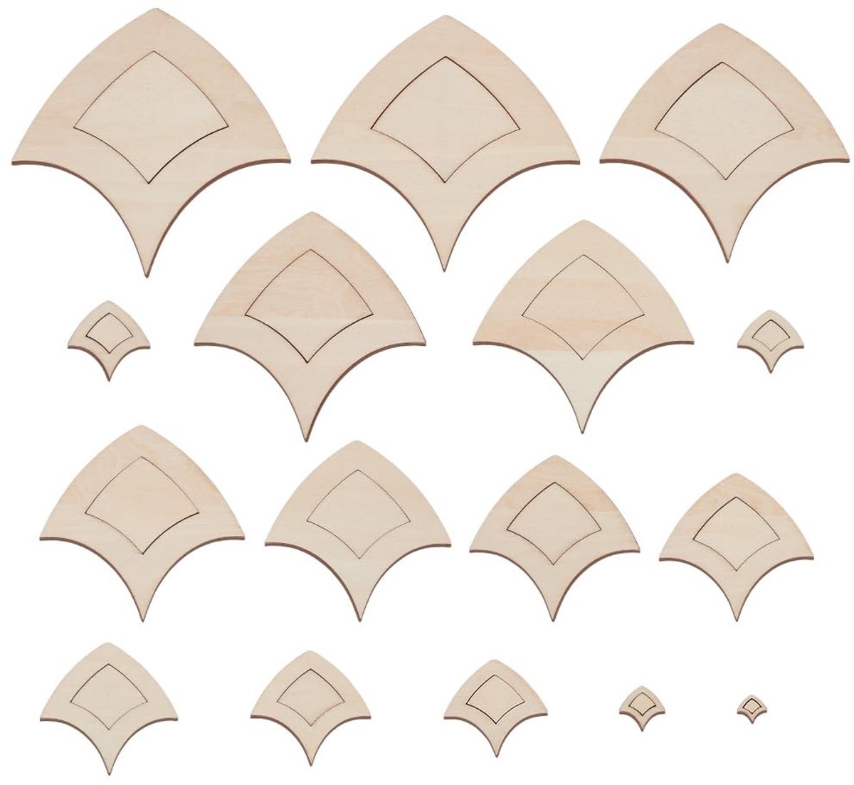 Dailygoods- Houten Sjablonen 32 Stuks - Lege Vismodellen - Tekenen/Schildersjablonen - Knutselen - Wanddecoratie - Creatieve Mogelijkheden - Knutselpatronen