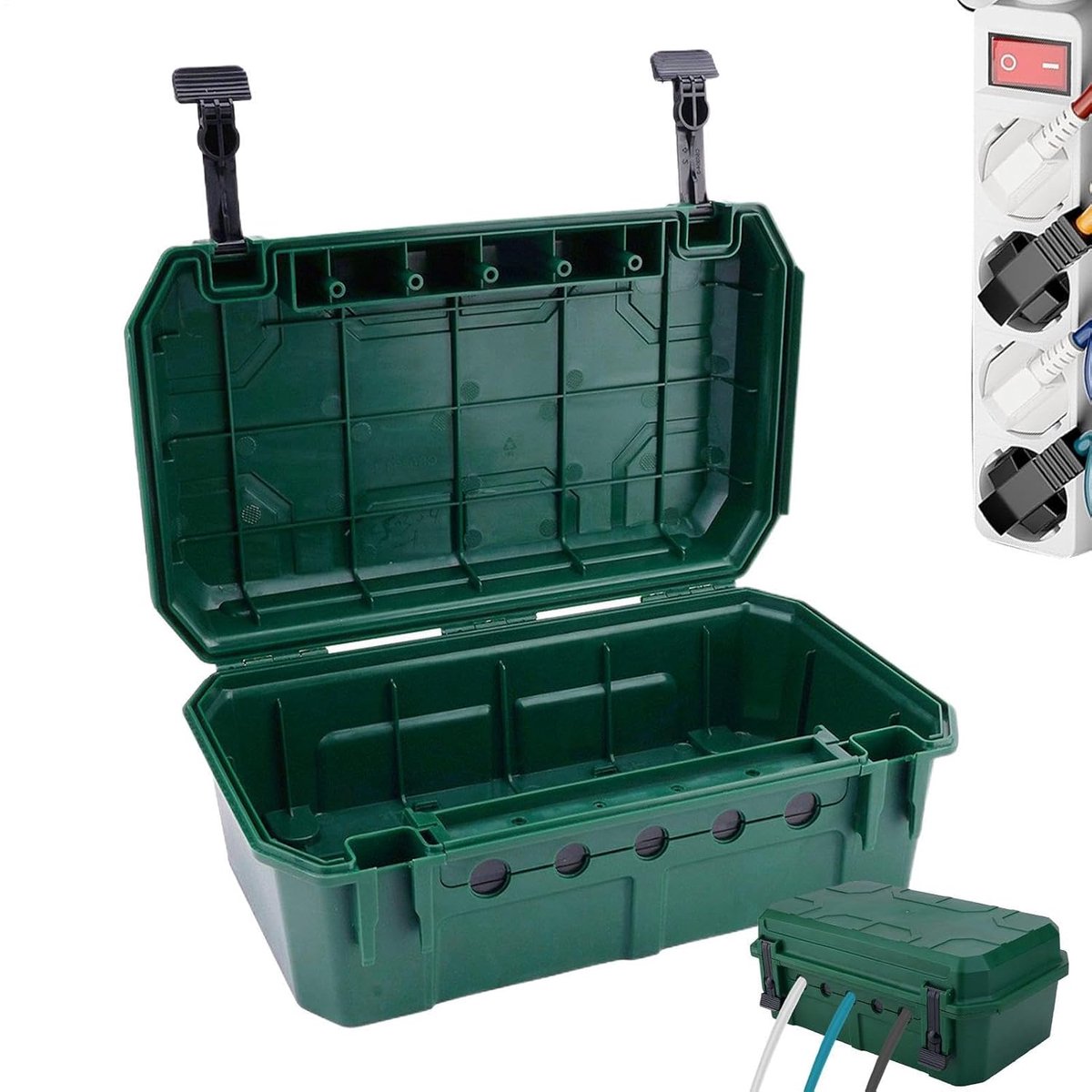 Elektrische Buitenkast - Stekkerbeschermer - Buitenapparatuur Beveiligen - IP55 Waterdicht Ontwerp - 34 x 21 x 14 cm - Groen