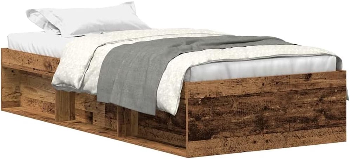 Houten Bedframe - Eenpersoonsbed Bodem - Rustgevende Slaap - Extra Opbergruimte - 200x100 cm - Oud Hout