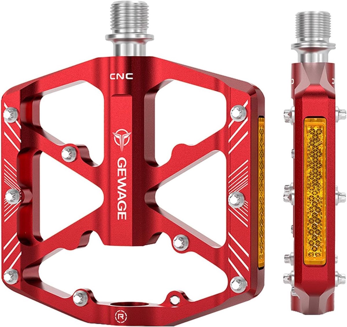Antislip Fietspedalen - Aluminium Pedalen - Veilig Fietsen - 9 Verwisselbare Pinnen - 9/16 Inch - Rood