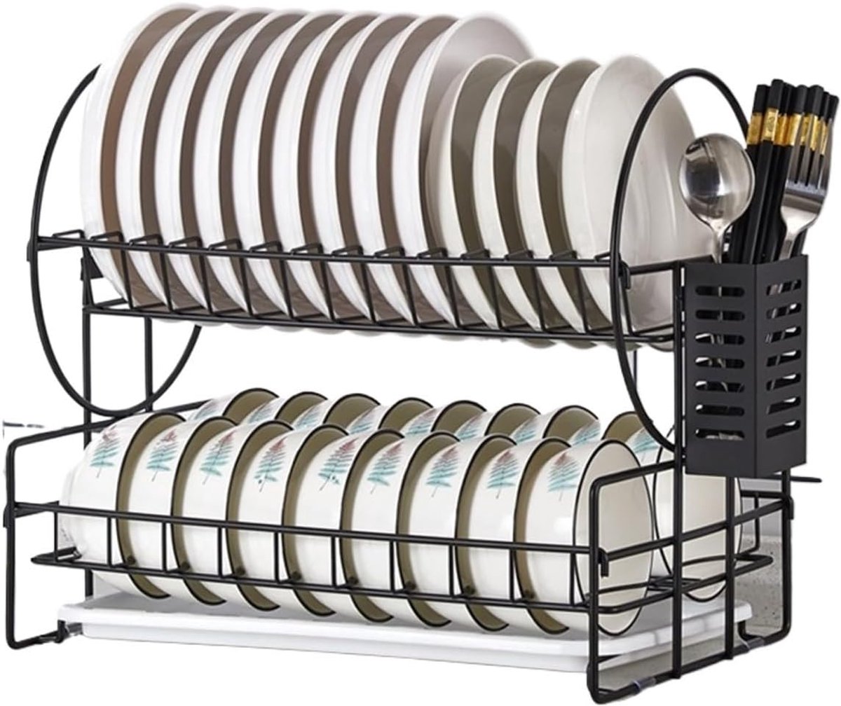 Afwasrek - Drogrek Keuken - Keuken Organiseren - Roestvrij Staal - 40x28x36cm - Zwart