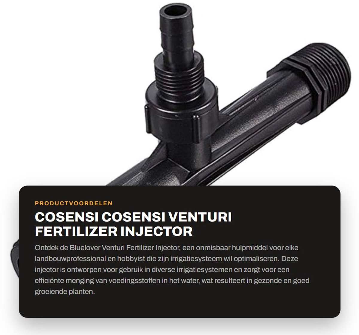 Dailygoods- Venturi Mestinjector Compact - 1 Inch Inlaat/Uitlaat - POM Materiaal - Zelf-primend 34-279 l/h - Economisch - Chemisch Bestendig
