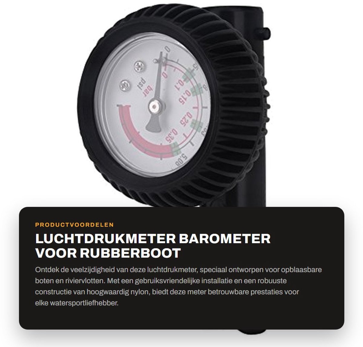 Dailygoods- Luchtdrukmeter duurzaam - Barometer - Drukmeter - Ventieladapter - Kajak-accessoires - Geschikt voor opblaasbare boten