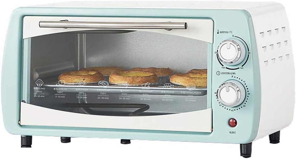 Mini Oven Elektrische Bakoven Huishoudelijk Bakken Instelbare Temperatuur 10 Liter Blauw