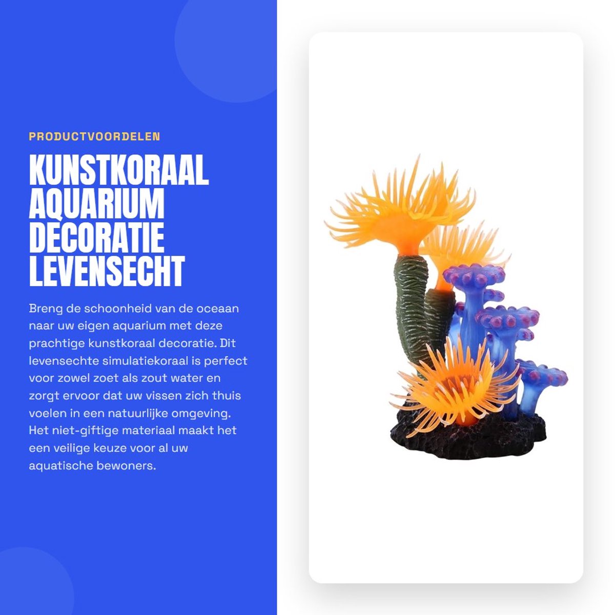 Dailygoods- Kunstkoraal Levensecht - Aquarium Decoratie - Simulatiekoraal - Geschikt voor Zoet/Zout Water - Niet Giftig - Hoogwaardig Siliconenmateriaal - Aquariumdecoratie
