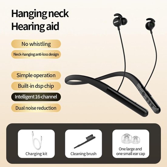 Bluetooth Oortelefoon Nekband - Draadloze Oordopjes - Tv Kijken en Bellen - Ruisonderdrukkingstechnologie - 10 Meter Bereik - Nude — afbeelding 3