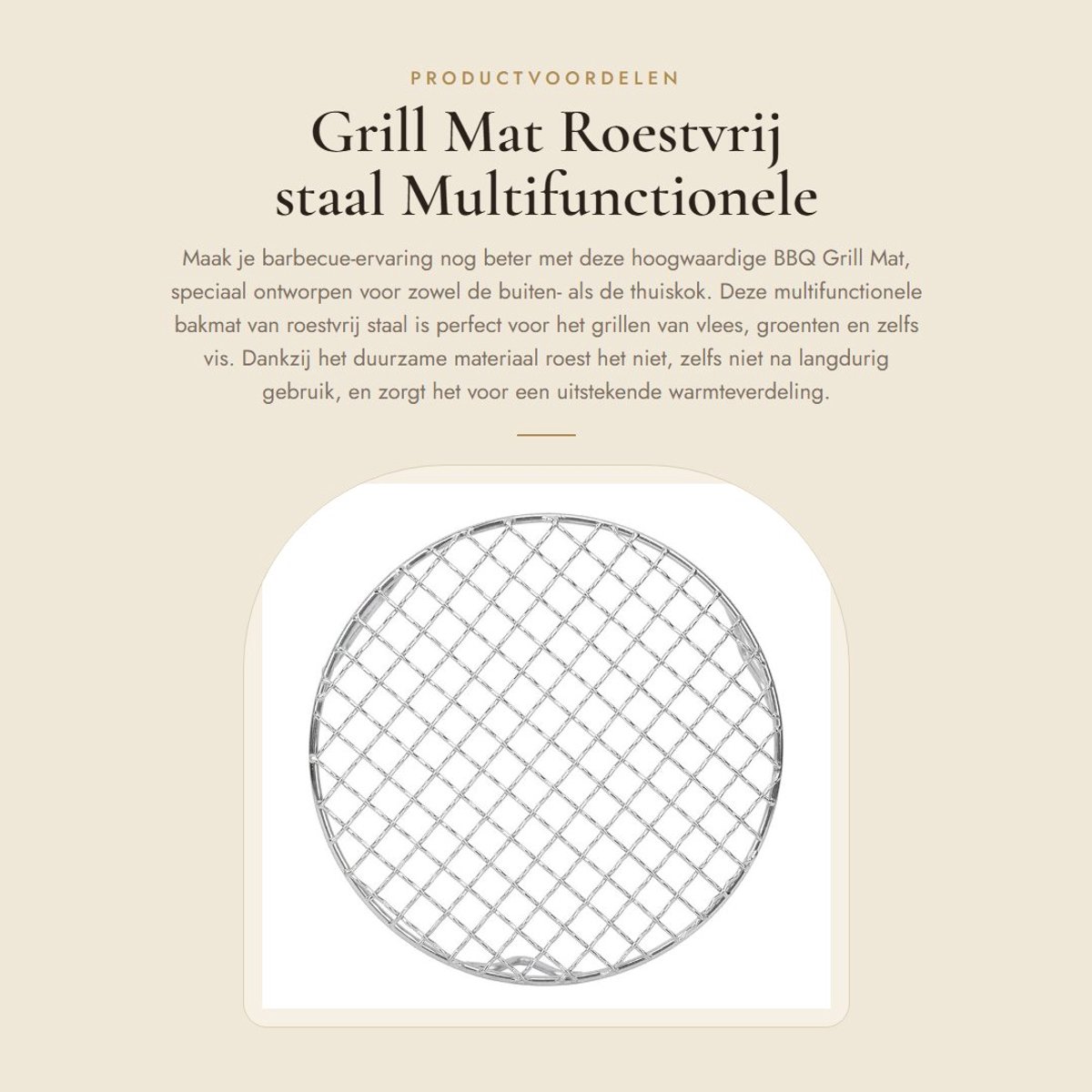 Dailygoods- Grillmat Roestvrij Staal - Grillmand BBQ - Barbecuenet - Duurzaam - Corrosiebestendig - Diameter 18 cm