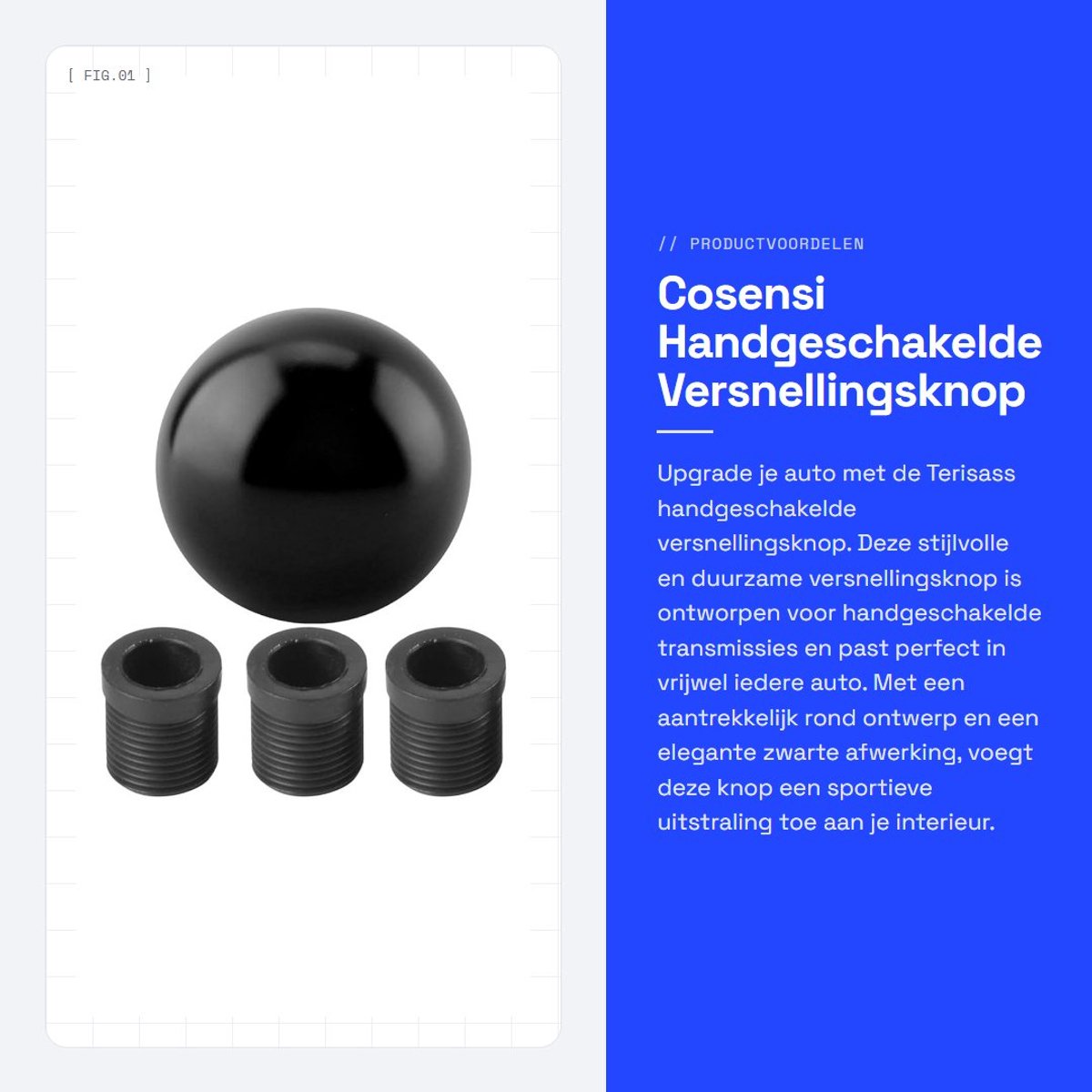 Dailygoods - Handgeschakelde Versnellingsknop - Universeel - Zwart - Metaal - Rond